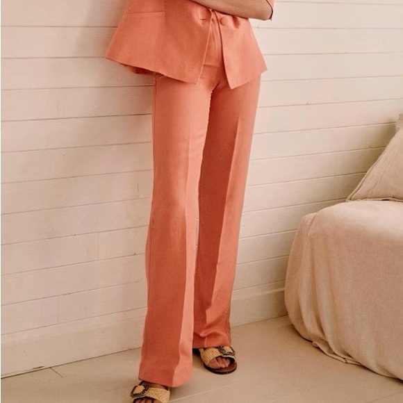 Sezane Pants - Sezane Coral Wide Leg Pants